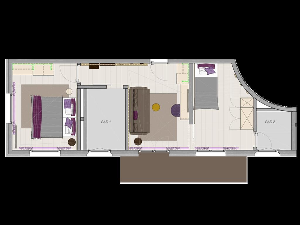 Familiensuite mit Balkon